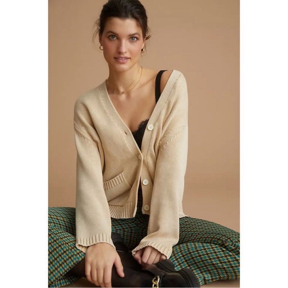 Anthropologie DemyLee Patch Pocket
Cardigan in Tan
